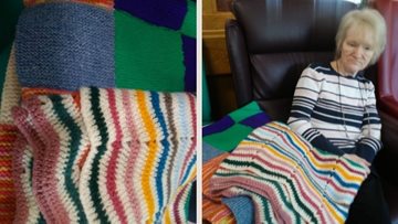 Milngavie United Free Church donate hand knitted blankets to Glasgow care home
